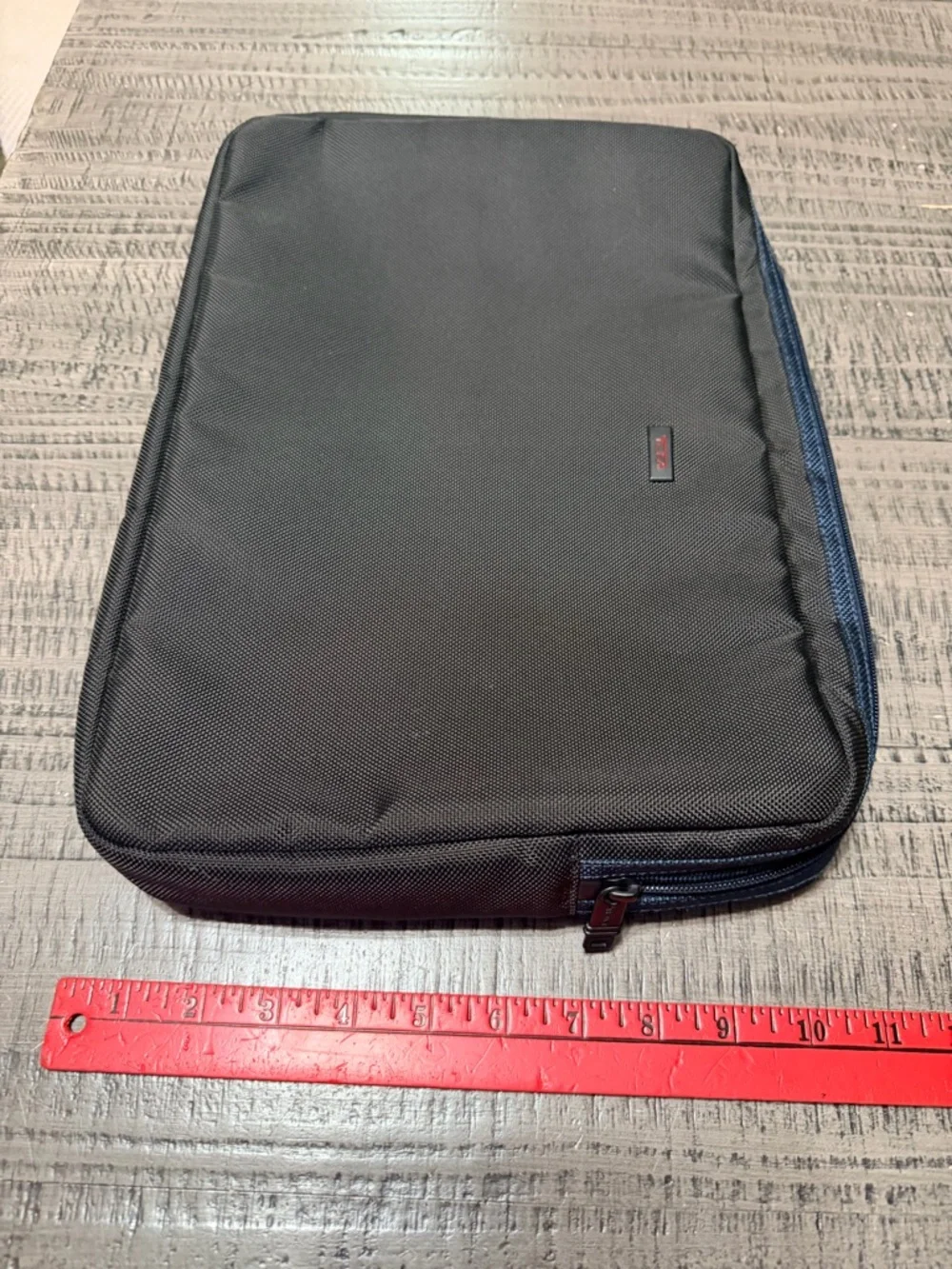 Tumi Black Computer Sleeve, Travel Organizer, Pouch Bag with Iconic Red Logo